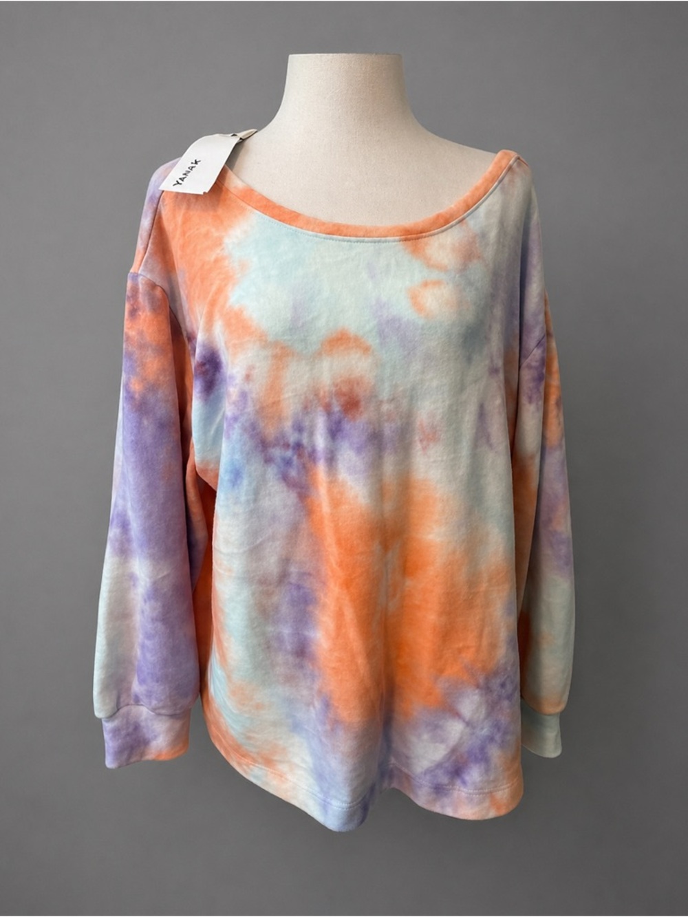 Yana K Ace Sweater Coral Mint lilac brushed tie dye.